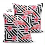 - Suet-K-898-1 - Realhomes Çift Taraflı Flamingo Desenli Dijital Baskılı Süet Yastık Kırlent Kılıfı Realhomes