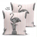 - Suet-K-903-1 - Realhomes Çift Taraflı Flamingo Temalı Dijital Baskılı Süet Yastık Kırlent Kılıfı Realhomes