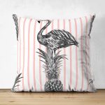 - Suet-K-903 - Realhomes Çift Taraflı Flamingo Temalı Dijital Baskılı Süet Yastık Kırlent Kılıfı Realhomes