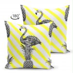 - Suet-K-905-1 - Realhomes Çift Taraflı Flamingo Temalı Dijital Baskılı Süet Yastık Kırlent Kılıfı Realhomes