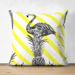 - Suet-K-905 - Realhomes Çift Taraflı Flamingo Temalı Dijital Baskılı Süet Yastık Kırlent Kılıfı Realhomes