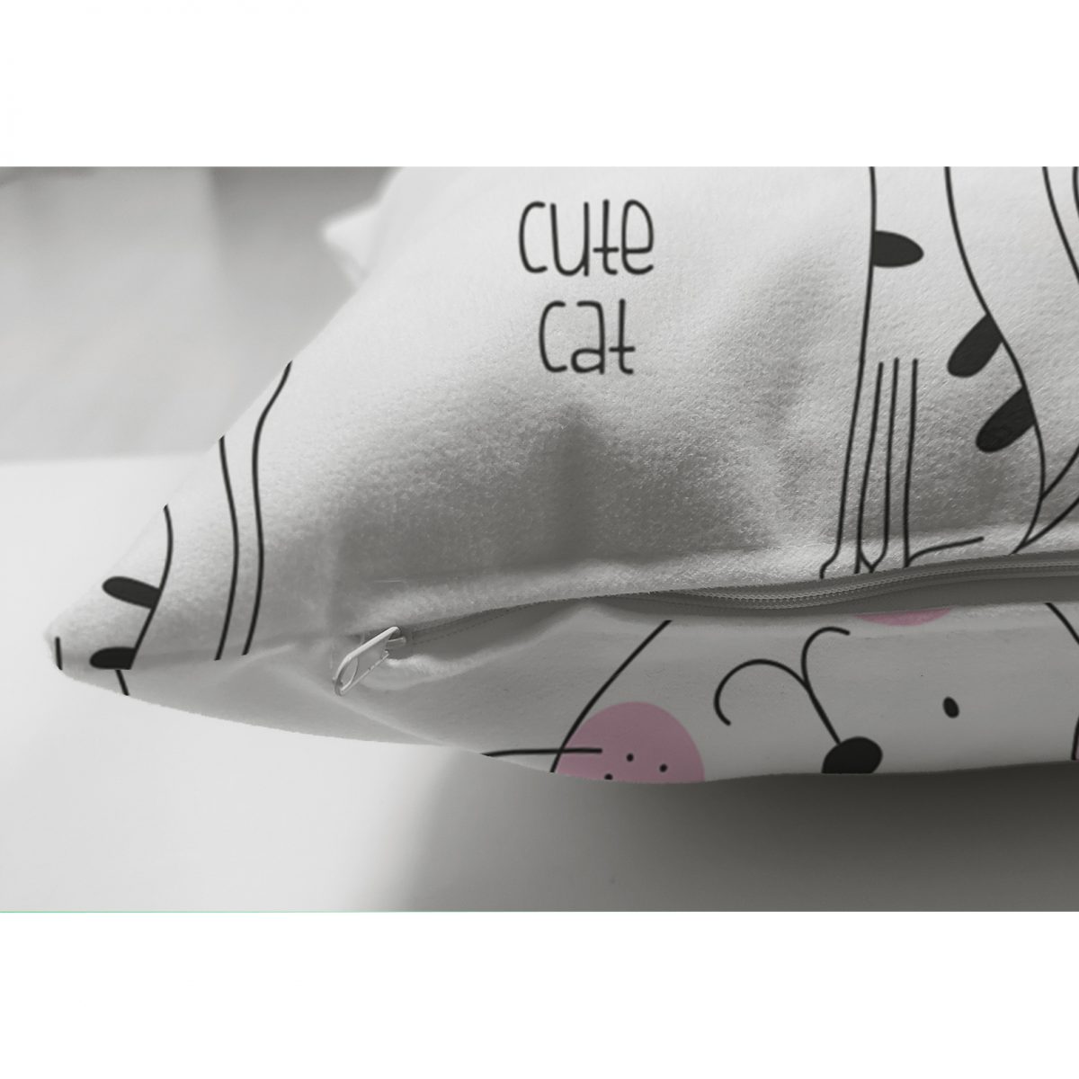 Çift Taraflı Kedi Desenli Dijital Baskılı Süet Yastık Kırlent Kılıfı Realhomes