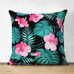 - Suet-K-912 - Realhomes Çift Taraflı Çiçek Desenli Dijital Baskılı Süet Yastık Kırlent Kılıfı Realhomes