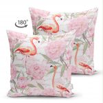 - Suet-K-918-1 - Realhomes Çift Taraflı Flamingo Desenli Dijital Baskılı Süet Yastık Kırlent Kılıfı Realhomes