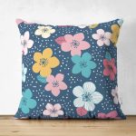 - Suet-K-919 - Realhomes Çift Taraflı Çiçek Desenli Dijital Baskılı Süet Yastık Kırlent Kılıfı Realhomes