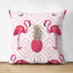 - Suet-K-920 - Realhomes Çift Taraflı Flamingo Desenli Dijital Baskılı Süet Yastık Kırlent Kılıfı Realhomes