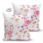 - Suet-K-925-1 - Realhomes Çift Taraflı Flamingo Desenli Dijital Baskılı Süet Yastık Kırlent Kılıfı Realhomes