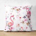 - Suet-K-925 - Realhomes Çift Taraflı Flamingo Desenli Dijital Baskılı Süet Yastık Kırlent Kılıfı Realhomes
