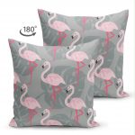 - Suet-K-931-1 - Realhomes Çift Taraflı Flamingo Desenli Dijital Baskılı Süet Yastık Kırlent Kılıfı Realhomes