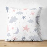 - Suet-K-937 - Realhomes Realhomes Çift Taraflı Çocuk Odası Gökyüzü Motifleri Tasarımlı Süet Yastık Kırlent Kılıfı Realhomes