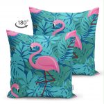 - Suet-K-939-1 - Realhomes Çift Taraflı Flamingo Desenli Dijital Baskılı Süet Yastık Kırlent Kılıfı Realhomes