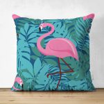 - Suet-K-939 - Realhomes Çift Taraflı Flamingo Desenli Dijital Baskılı Süet Yastık Kırlent Kılıfı Realhomes