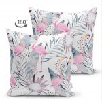 - Suet-K-940-1 - Realhomes Çift Taraflı Flamingo Desenli Dijital Baskılı Süet Yastık Kırlent Kılıfı Realhomes