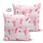 - Suet-K-941-1 - Realhomes Realhomes Çift Taraflı Çocuk Odası Unicorn Tasarımlı Süet Yastık Kırlent Kılıfı Realhomes