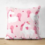 - Suet-K-941 - Realhomes Realhomes Çift Taraflı Çocuk Odası Unicorn Tasarımlı Süet Yastık Kırlent Kılıfı Realhomes