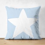 - Suet-K-951 - Realhomes Çift Taraflı Yıldız Desenli Dijital Baskılı Dekoratif Süet Yastık Kırlent Kılıfı Realhomes