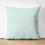 - Suet-K-958 - Realhomes  Çift Taraflı Mint Yeşili Renkli Dijital Baskılı Dekoratif Süet Yastık Kırlent Kılıfı Realhomes