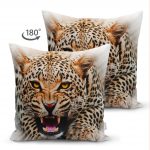 - Suet-K-97-1 - Realhomes  Çift Taraflı Leopar Resimli Dijital Baskılı Dekoratif Süet Yastık Kırlent Kılıfı Realhomes