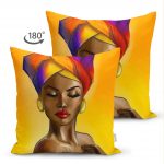 - Suet-K-afrika-kadin-1 - Realhomes Çift Taraflı Etnik Afrika Kadın Motifli Modern Süet Yastık Kırlent Kılıfı Realhomes