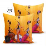 - Suet-K-arap-3-kiz-1 - Realhomes Çift Taraflı Etnik Afrika Üç Kadın Motifli Modern Süet Yastık Kırlent Kılıfı Realhomes