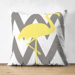 Çift Taraflı Flamingo Desenli Dekoratif Süet Yastık Kırlent Kılıfı Realhomes