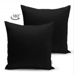 Realhomes Çift Taraflı Düz Siyah Renkli Dijital Baskılı Süet Yastık Kırlent Kılıfı Realhomes