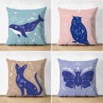 - Suet-K4luset111-Gorsel1 - Realhomes Çift Taraflı Soyut Sevimli Hayvan Baskılı 4'Lü Süet Kırlent Kılıf Seti Realhomes