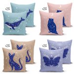 - Suet-K4luset111-Gorsel2 - Realhomes Çift Taraflı Soyut Sevimli Hayvan Baskılı 4'Lü Süet Kırlent Kılıf Seti Realhomes