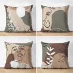 - Suet-K4luset112-Gorsel1 - Realhomes  Çift Taraflı Süet Portre Tasarımlı Dekoratif 4'Lü Kırlent Kılıf Seti Realhomes