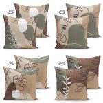 - Suet-K4luset112-Gorsel2 - Realhomes  Çift Taraflı Süet Portre Tasarımlı Dekoratif 4'Lü Kırlent Kılıf Seti Realhomes