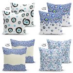 - Suet-K4luset154-Gorsel2 - Realhomes Çift Taraflı Nazar Boncuk Desenli 4'Lü Süet Kırlent Kılıf Seti Realhomes