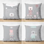 Çift Taraflı I'm Happy 4'Lü Süet Kırlent Kılıf Seti Realhomes