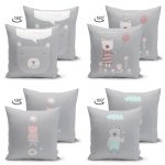 Çift Taraflı I'm Happy 4'Lü Süet Kırlent Kılıf Seti Realhomes