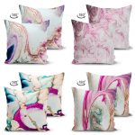 - Suet-K4luset160-Gorsel2 - Realhomes  Çift Taraflı Mermet Desen Baskılı Modern 4'Lü Süet Kırlent Kılıf Seti Realhomes