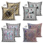 - Suet-K4luset168-Gorsel2 - Realhomes  Çift Taraflı Dijital Baskılı Mandala Çiçek Tasarımlı 4'Lü Süet Kırlent Kılıf Seti Realhomes