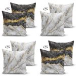- Suet-K4luset222-Gorsel2 - Realhomes  Realhomes Çift Taraflı Siyah Gümüş Renk Mermer Desenli 4'lü Süet Yastık Kırlent Kılıf Seti Realhomes