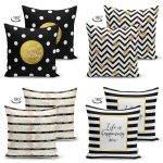 - Suet-K4luset226-Gorsel2 - Realhomes Realhomes Çift Taraflı Gold Yazılı Geometrik Desenli 4'lü Modern Süet Yastık Kırlent Kılıf Seti Realhomes