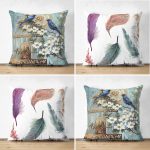 - Suet-K4luset228-Gorsel1 - Realhomes  Realhomes Çift Taraflı Kuş ve Tüy Kombinli Modern 4'lü Dekoratif Süet Yastık Kırlent Kılıf Seti Realhomes