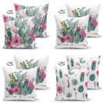 - Suet-K4luset230-Gorsel2 - Realhomes  Realhomes Çift Taraflı Kaktüs Desen Motifli 4'lü Dekoratif Süet Yastık Kırlent Kılıf Seti Realhomes