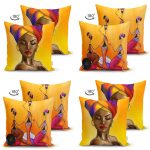 - Suet-K4luset231-Gorsel2 - Realhomes Realhomes Çift Taraflı Afrika Bayan Motifli 4'lü Modern Süet Yastık Kılent Kılıf Seti Realhomes