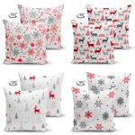 - Suet-K4luset237-Gorsel2 - Realhomes  Realhomes Çift Taraflı Beyaz Zeminli Yılbaşı Konseptli 4'lü Süet Yastık Kırlent Kılıf Seti Realhomes