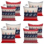 - Suet-K4luset239-Gorsel2 - Realhomes  Realhomes Çift Taraflı Geyik Desenli Yılbaşı Temalı 4'lü Dekoratif Süet Yastık Kırlent Kılıf Seti Realhomes