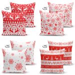 - Suet-K4luset241-Gorsel2 - Realhomes  Realhomes Çift Taraflı Kırmızı Beyaz Yılbaşı Geyik ve Kar Taneleri 4'lü Süet Yastık Kılıf Seti Realhomes
