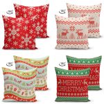 - Suet-K4luset243-Gorsel2 - Realhomes  Realhomes Çift Taraflı Merry Christmas Temalı Konsept 4'lü Süet Yastık Kırlent Kılıf Seti Realhomes