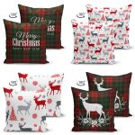 - Suet-K4luset251-Gorsel2 - Realhomes  Realhomes Çift Taraflı Merry Christmas Temalı Geyik Motifli 4'lü Süet Yastık Kırlent Kılıf Seti Realhomes