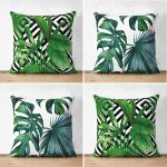 - Suet-K4luset255-Gorsel1 - Realhomes  Realhomes Çift Taraflı Tropikal Yaprak Desenli 4'lü Modern Süet Yastık Kırlent Kılıf Seti Realhomes