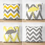 - Suet-K4luset258-Gorsel1 - Realhomes Realhomes Çift Taraflı Sarı Gri Zigzaglı Flamingo Desenli 4'lü Süet Yastık Kırlent Kılıf Seti Realhomes