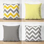 Realhomes Çift Taraflı Sarı ve Grinin Uyumlu 4'lü Kombin Süet Yastık Kırlent Kılıf Seti Realhomes