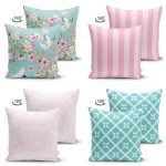 - Suet-K4luset271-Gorsel2 - Realhomes  Realhomes Çift Taraflı Pembe ve Mint Yeşili Konseptli Dekoratif 4'lü Süet Yastık Kırlent Kılıf Seti Realhomes