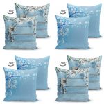 - Suet-K4luset28-Gorsel2 - Realhomes  Mavi Zeminde Dal ve Çiçek Tasarımlı 4'Lü Çift Taraflı Süet Kırlent Kılıf Seti Realhomes